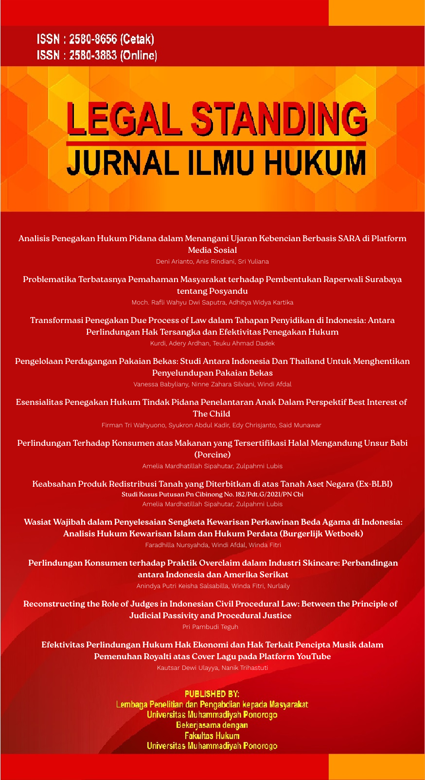 					View Vol. 10 No. 1 (2026): Legal Standing
				